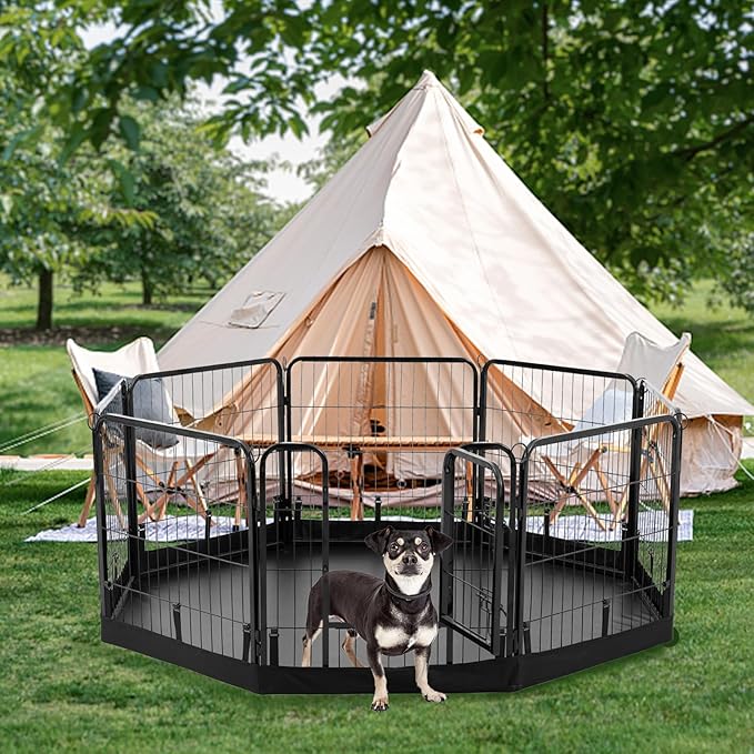PJYuCien Dog Playpen Bottom Pad, Fits 24 Inch Width 8 Panels Regular Octagon Metal Exercise Pet Playpen, Black (Note:Playpen Not Included)