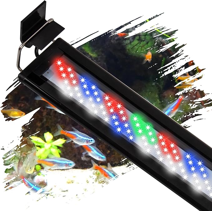 Led Aquarium Light, Full Spectrum Fish Tank Lights, 10/20 Gallon Freshwater Fishtank Hood Lighting for Grow Fish, Plants, Adjustable from 19 to 24 Inch