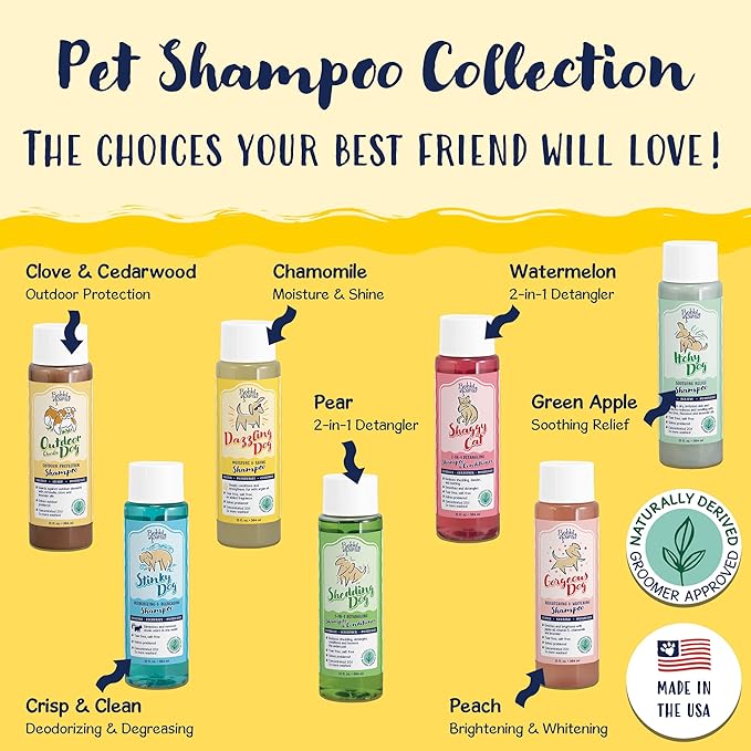 Bobbi Panter Dog Shampoo - Made in USA - All Natural Formula for Deep Nourishing and Cleasing - Concentrated 20:1 for Professional Groomers - Light Chamomile Scent, 13 Oz