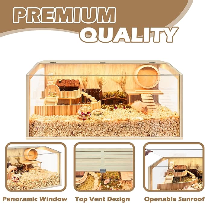 Prolee Hamster Cage Chew Proof, Guinea Pig Cages, Mice and Rat Habitat Openable Top, Hamster Habitat Solid Built