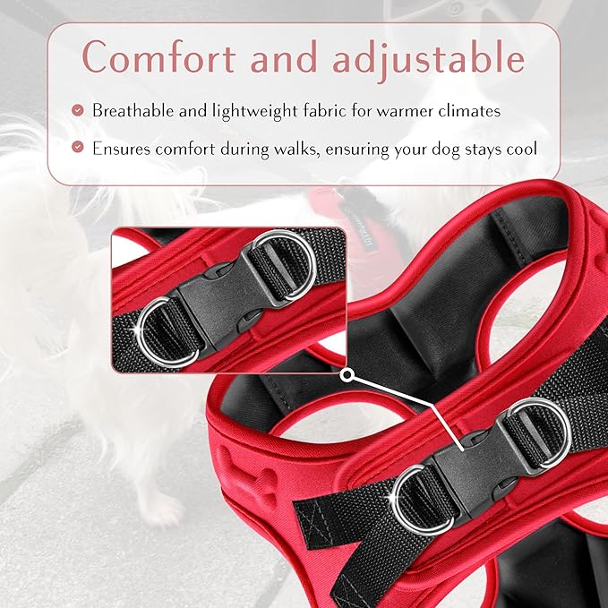 Comfort fit Step-in Dog & Puppy Harness - Comfortable All Weather Dog Vest Harness: Adjustable, Soft Padded, Easy to Put-on for Small, Medium-Sized Dogs.