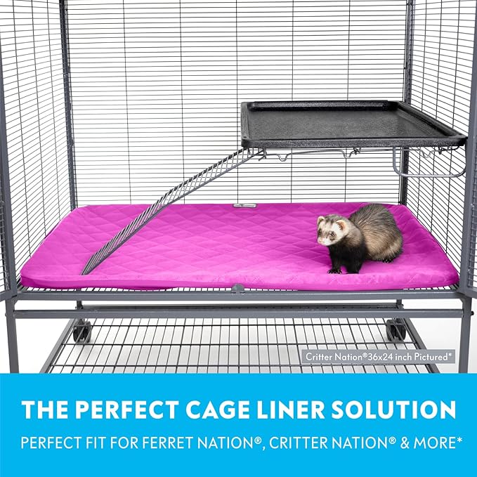 Paw Inspired Fitted Fleece Liner for Ferret Nation, Critter Nation Cage for Ferrets, Rats, Chinchillas, Hedgehogs & Other Small Animals (Pink, Bottom Pan Liner)