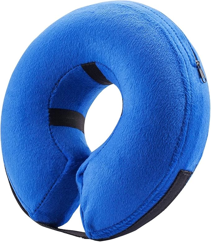 BENCMATE Inflatable Dog Cone Collar Alternative, Soft Dog Cone for Small Medium Large Dogs and Cats, Neck Recovery ECollar Donut Collar After Surgery (Large+, Blue)