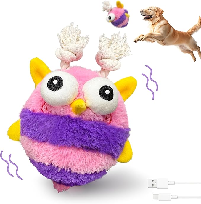 Moving Dog Toys – Rechargeable Interactive Dog Squeaky Toy with Motion-Activated Ball, Music, Recording & Silent Modes – Self-Play Toy for Small, Medium & Large Breeds (Bee)