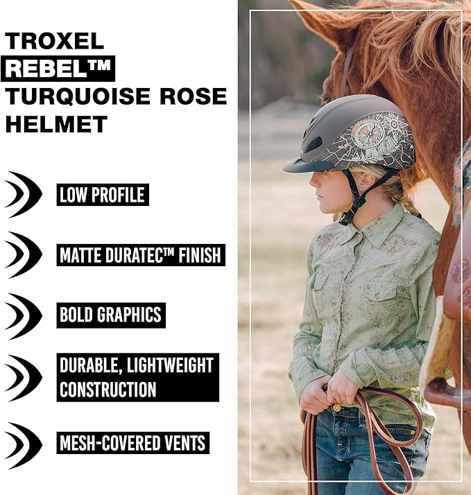 Troxel Rebel Turquoise Rose Helmet