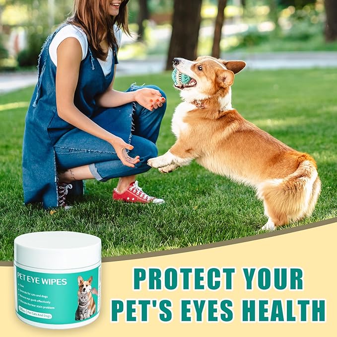 Dog Eye Wipes Gently Remove Tear Stain Eye Debris for Dogs &Cats Pet Grooming Kit Care Wash Cleaner for Eyes Wrinkle Face 100pcs Unscented