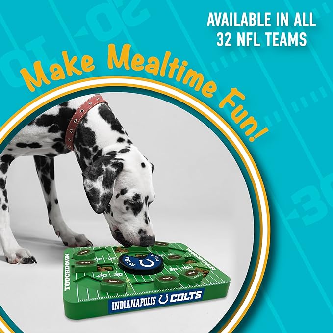 Pets First NFL Indianapolis Colts Large Puzzle Toy, New Size, Interactive Dog Treat & Slow Feeding Toy