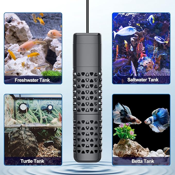 HiTauing Aquarium Heater, Upgraded 100W Fish Tank Heater with Intelligent Leaving Water Automatically Stop Heating and Advanced Temperature Control System, Suitable for Saltwater and Freshwater