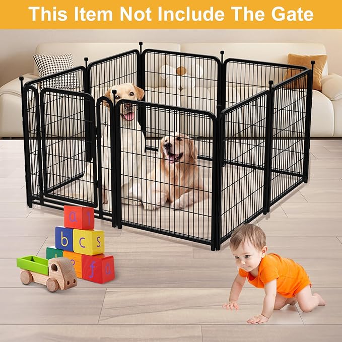 Doorless 48 in(H) Decorative Garden Fence and Borders, 12 Panels Total 26.6 Ft(L), Outdoor Dog Fence, Fencing for Garden Beds, Dog Play Pen Outdoor, Flower Bed Fencing, Black