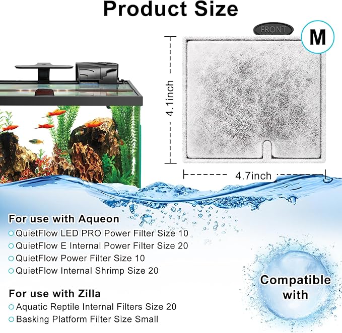 4 Pack Medium Filters Cartridges Compatible with Aqueon Fish Tank Filter Cartridges Compatible with Aqueon QuietFlow LED PRO Power Filter Size 10/Power Filter Size 10/E Internal Power Filter Size 20