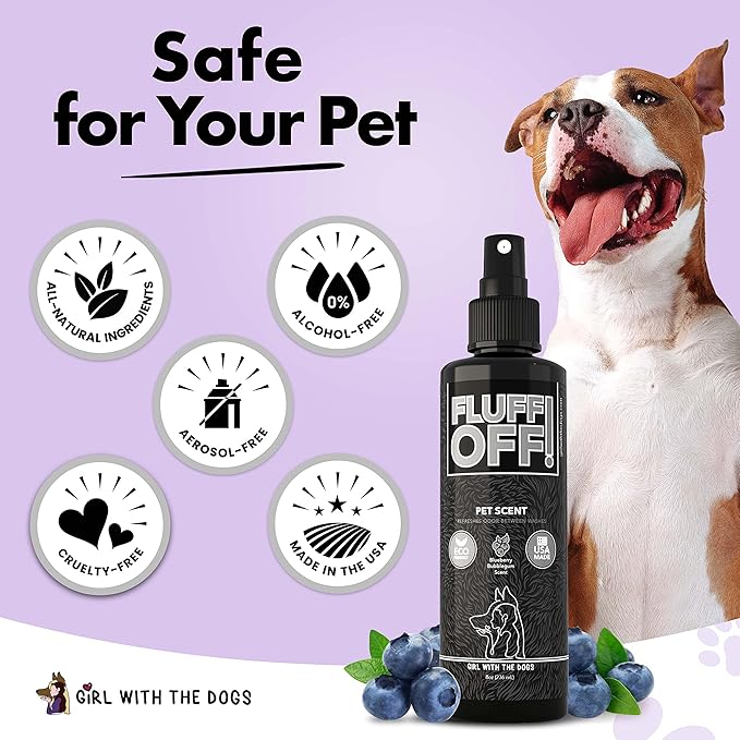 FLUFF OFF Pet Scent (Blueberry Bubblegum) 8 Oz - for Cats and Dogs - Made in USA