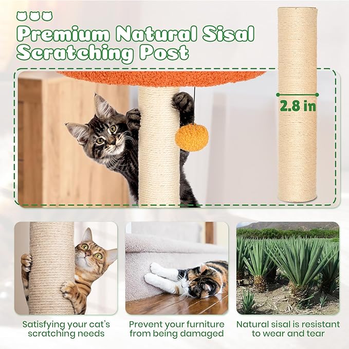 Happy & Polly Cute Cat Tree - 40.5" Fruit World Cat Tower for Indoor Cats, Cat Tree Condo with Sisal Scratching Posts, Cozy Hammock, Plush Strawberry Perches, Kitten Cat Trees Towers Activity Center