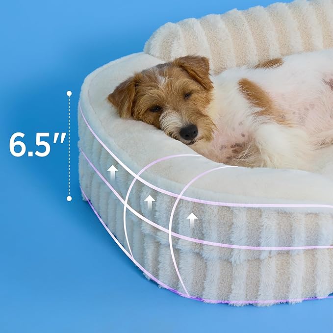LE SURE Cute Dog Bed Medium Size Dog, Orthopedic Waterproof Medium Pet Beds with Sides, Non-Slip Bottom and Egg-Crate Foam Pet Couch Sofa with Washable Removable Cover, Beige