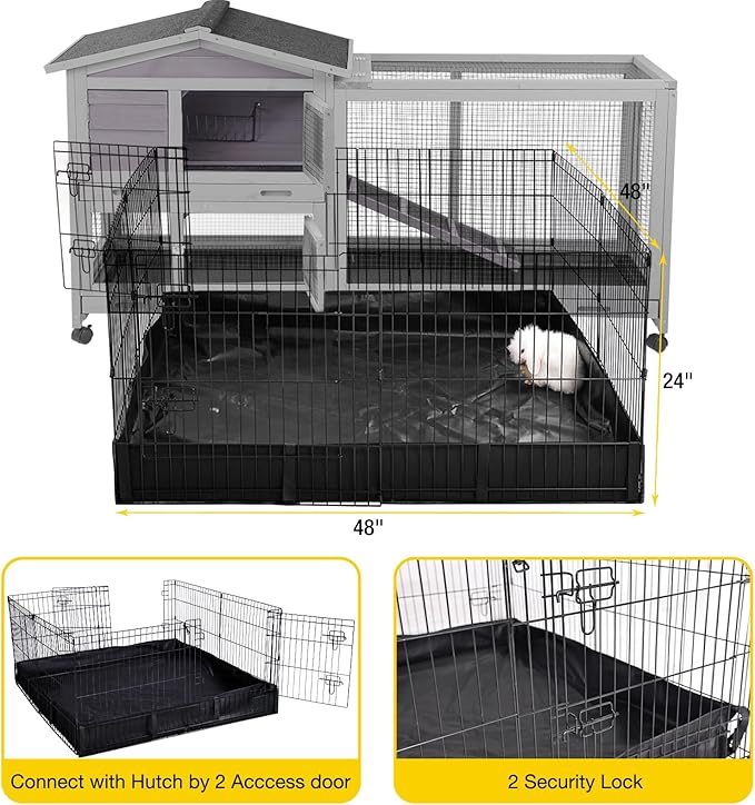 Aivituvin Rabbit Playpen Pet Pen Small Animal Cage with Waterproof Liner - Extension Playpen