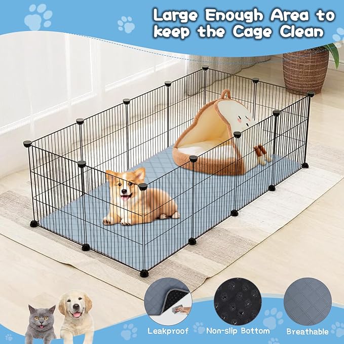 3 Packs Washable Guinea Pig Cage Liners, Waterproof Guinea Pig Pee Pads Reusable Absorbent Bedding Anti Slip Mats for Small Animals Bunny Rabbit Hamster (47 x 24in)