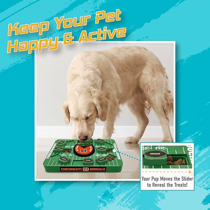 Pets First NFL Cincinnati Bengals Large Puzzle Toy, New Size, Interactive Dog Slow Feeding Toy