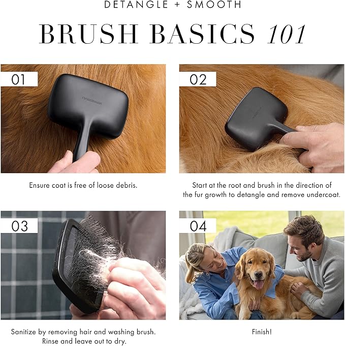 Tweezerman Dog and Cat Slicker Brush for Large Pets, Grooming Brush with Coated Bristles to Prevent Scratching and Ergonomic Handle