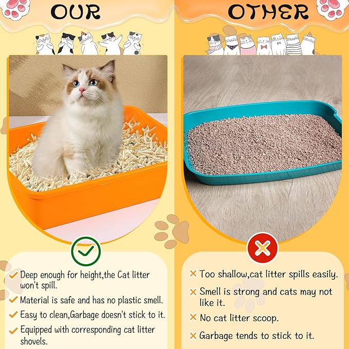 6 Pcs Kitten Small Litter Box Set, Plastic Kitten Litter Pan with 6 Scooper Cat Litter Box Cat Litter Box Travel Toilet for Small Pet Kitty Bunny Guinea Pig
