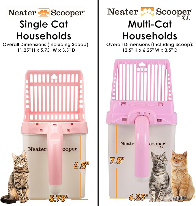 Neater Pet Brands Neater Scooper Standard Cat Litter Scoop, 15 Refill Bags – Mess-Free Cat Litter Scooper with Bag, Spill-Proof Kitty Box Sifter, Bin Doubles as Scoop Holder, For Single-Cat Households