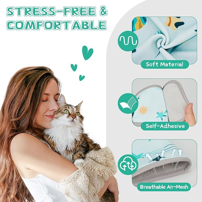 Cat Grooming Hammock, Self-Adherent Wrap for Cutting Nails, Anti-Escape Calming Grooming Bag for Medicine, Nail Clipping, Teeth Brushing, Ear Cleaning