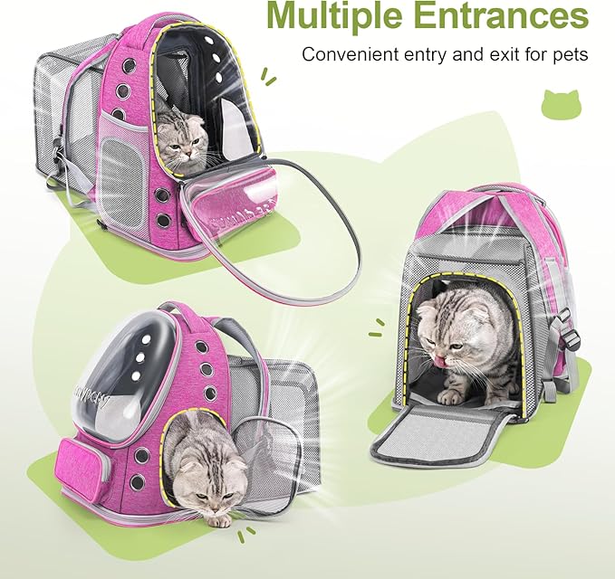 Expandable Cat Backpack,Cat Bubble Backpack Carrier for Carrying Cats, Pets and Small Dogs,Airline-Approved,Designed for Travel, Hiking, Walking,Car （Pink