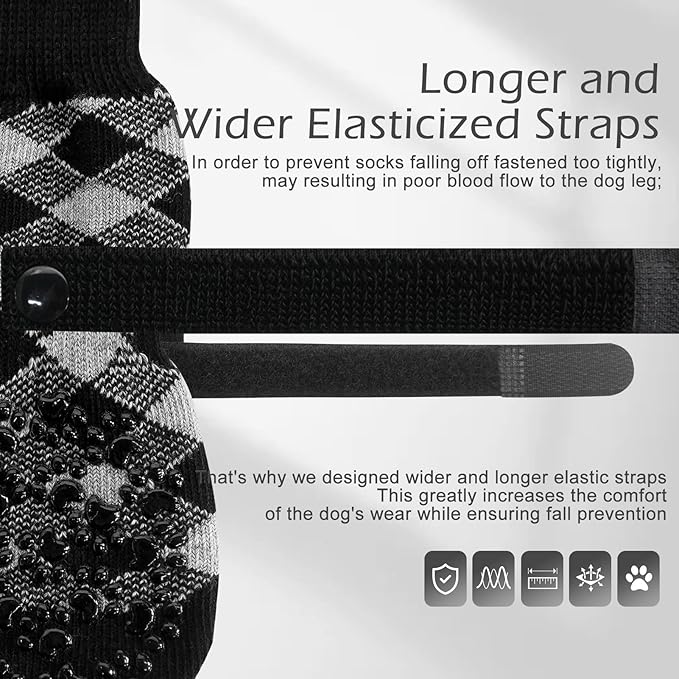 EXPAWLORER Anti Slip Dog Socks to Prevent Licking Paws, Dog Shoes for Hot Pavement, Dog Booties for Small Medium Large Senior Dogs, Traction Control Boots & Paw Protectors for Hardwood Floors