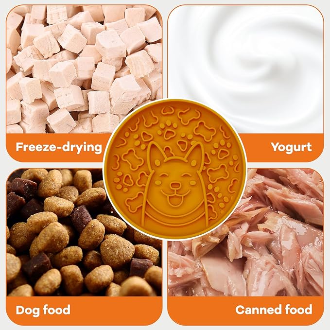 Dog Slow Feeder Bowl, Silicone Dog Bowl, Non-Slip Suction Cups Design,Boring and Anxiety Reducer.(Light Purple)