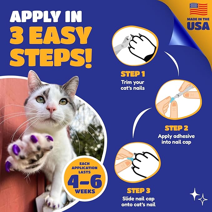 Soft Claws Safe Scratch-Free Solution for Cats - CLS (Cleat Lock System), Size: Medium, Color: Purple