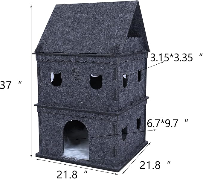 3-Tier Indoor Cat Apartment，Cozy Pet Cat Bed, Hideaway, and Sturdy Cat Castle for Multiple and Large Cats