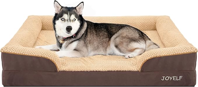 JOYELF Orthopedic Dog Bed for Large Dogs, Waterproof & Washable Cover, Nonskid, Coffee