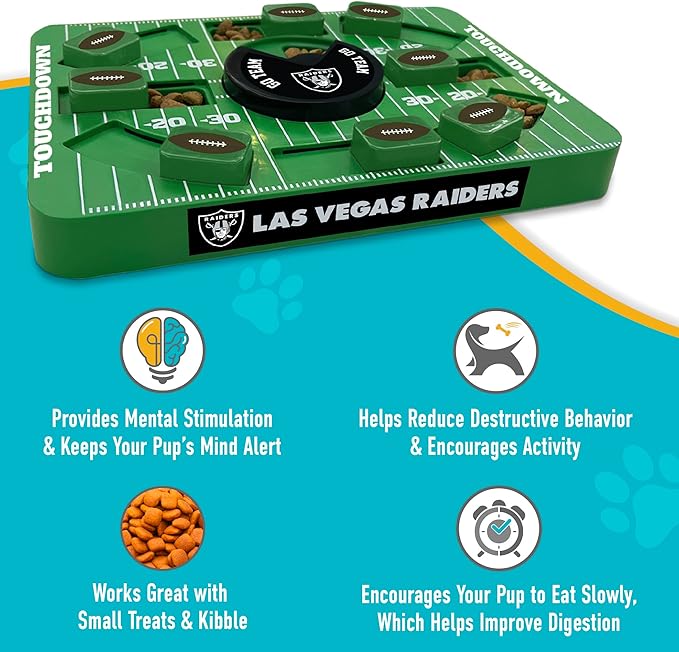 Pets First NFL Las Vegas Raiders Large Puzzle Toy - New Large Size, Interactive Treat Toy, Dog Slow Feeding Puzzle