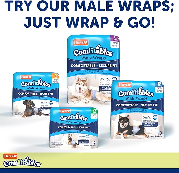 Hartz Disposable Dog Diapers, Size M 32 count, Comfortable & Secure Fit, Easy to Put On