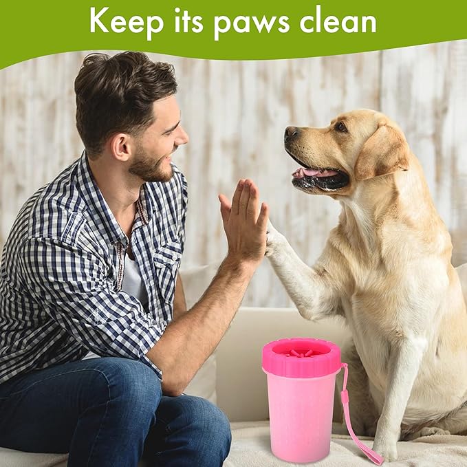 Pet Paw Cleaner Cup–Portable Dog Paw Washer with Soft Silicone Bristles–Easy to Use, Detachable, and Travel-Friendly (Red)
