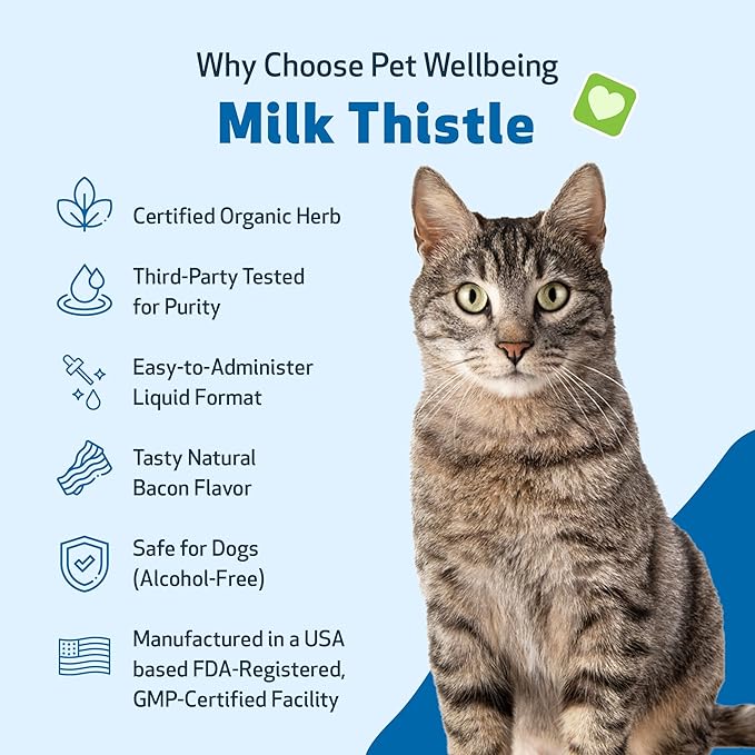Milk Thistle for Cats - Milk Thistle Liver Detox Support, Organic Herb - Pet Wellbeing Vet-Formulated Holistic Supplement - 2oz (59 ml)