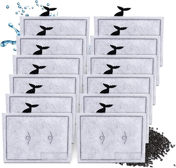 12 Packs Small Filters Cartridges Compatible with Aqueon Small Filter Carbon Filter Cartridge Compatible with Aqueon QuietFlow E Internal Power Filter 10 and 1/2.5/5 Gallon Minibow Aquarium Filters