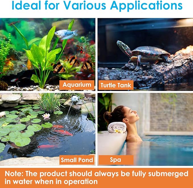 Aquarium U-V Filter for Green Water, Fish Tank Filter with Timer U-V Light, Turtle Tank Filter, Internal Filter with Dual Water Outlet & Aeration, for 10-40 Gallon Tank
