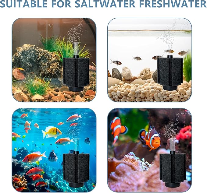4 Pack 70-80 Gal Aquarium Sponge Filter with Air Stone and Ceramic Filter Media Quiet Fish Tank Filters for Breeding Fry Betta Shrimp Fish Tank with Accessories
