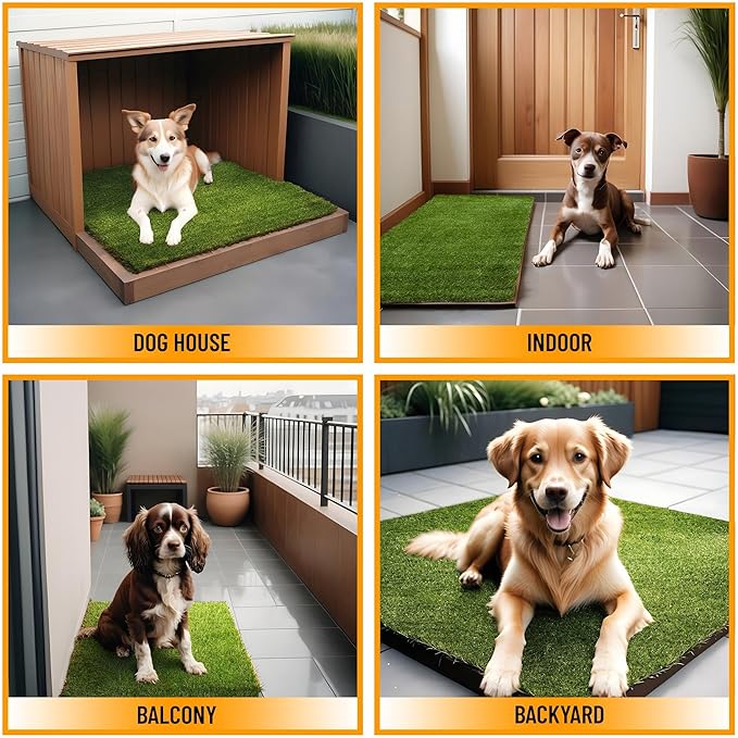 Ottomanson Artificial Grass Puppy Potty Training Pad, 2'7" x 5' Reusable Pee Pad for Small Pets and Dogs