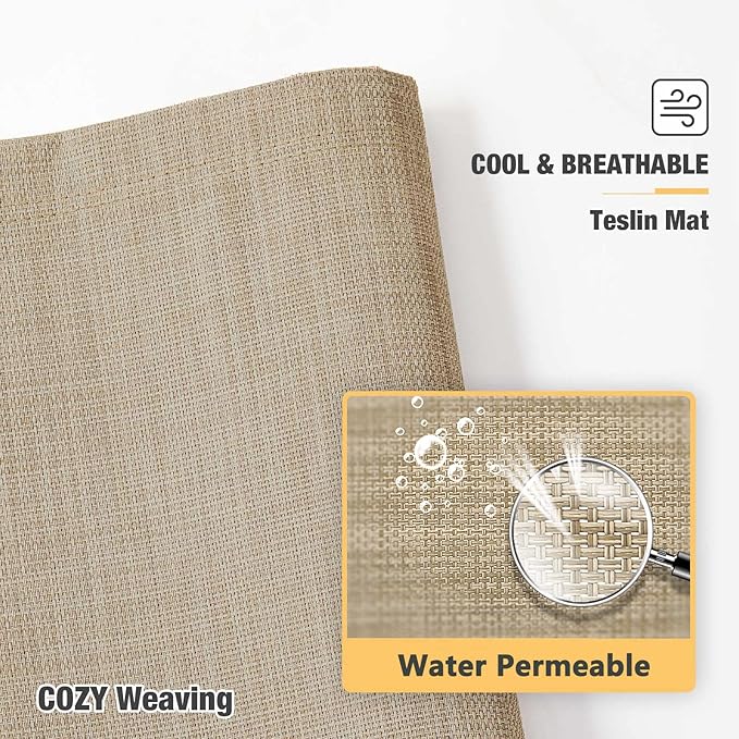 Veehoo Chew Proof Elevated Dog Bed - Cooling Raised Pet Cot - Silver Aluminum Frame and Durable Textilene Mesh Fabric, Unique Designed No-Slip Feet for Indoor or Outdoor Use, Beige Coffee, Medium