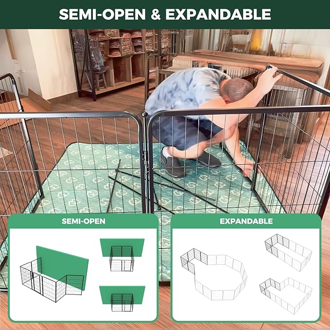 FXW Homeplus Unleashed Indoor Dog Playpen - Stress-Free and Safe Play, Heavy Duty 40 Inch 12 Wire Panels Dog Pen for Medium and Large Dogs, Black│Patented