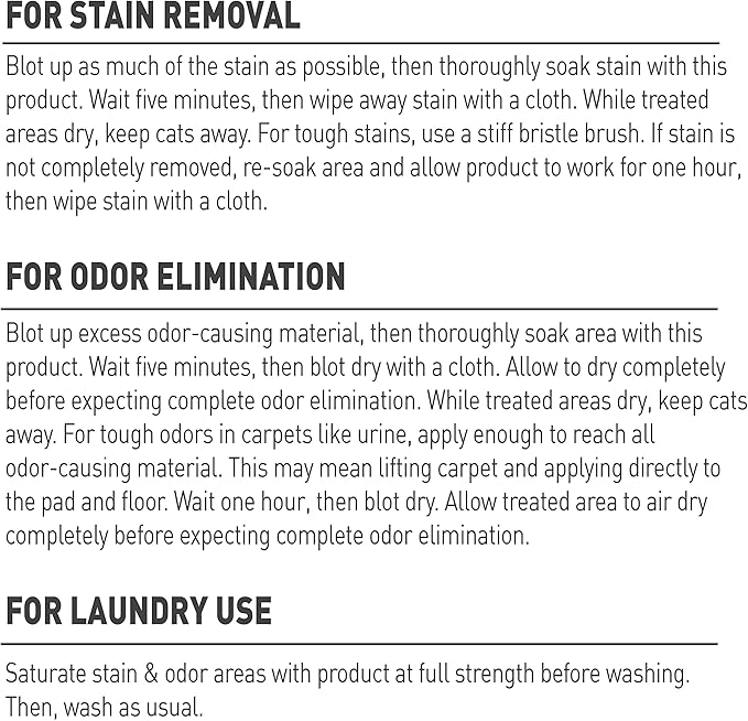 Nature’s Miracle Set-In Stain Destroyer, 1 Gallon, For Cat Messes, Oxy Formula With Orange Scent
