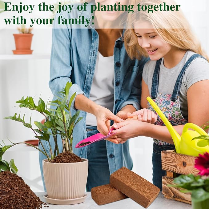 ZeeDix 10 Pack Premium Coco Coir Brick, Organic Compressed Coconut Coir Bricks Seed Starter Potting Soil for Plants, Coconut Fiber Substrate with Low EC & pH Balance for Gardening Flower Herbs