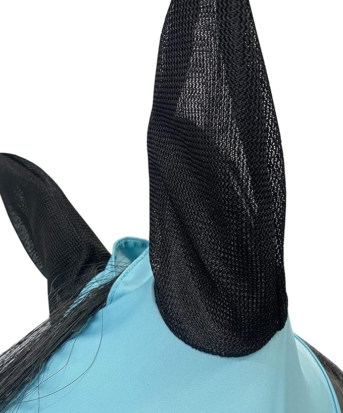 Horse Mesh Fly Mask with Ears, Soft Lycra Mesh Mask Anti-UV with Ears Pacific Blue, Cob