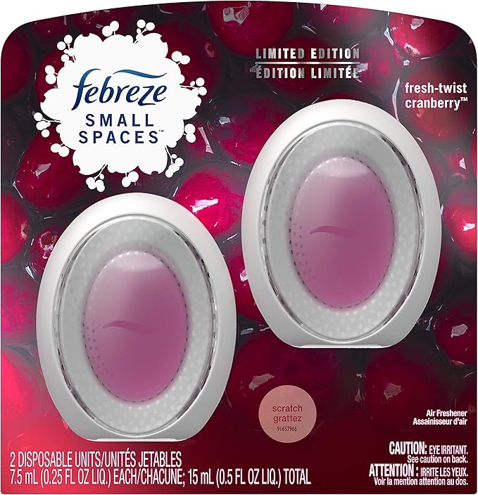 Febreze Small Spaces, Fresh - Twist Cranberry, 2 count