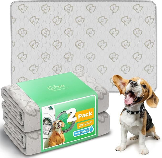 FXW Washable Pee Pads for Dogs, Puppy Pads with Super Absorbent, Specifically Designed for 48inch Cages, 47" × 29" Rectangle, Khaki, 2 Packs