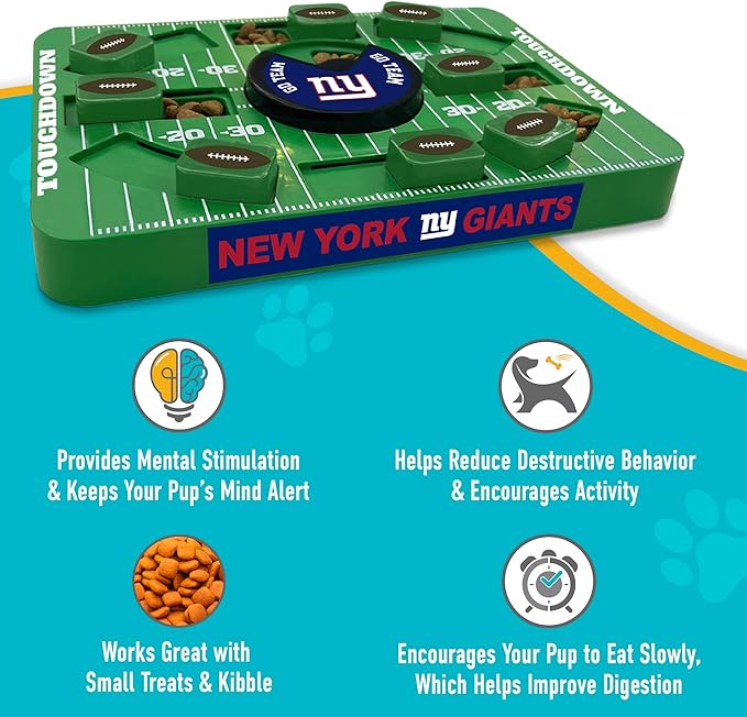 Pets First NFL New York Giants Large Puzzle Toy - Interactive Dog Treat & Slow Feeding Toy