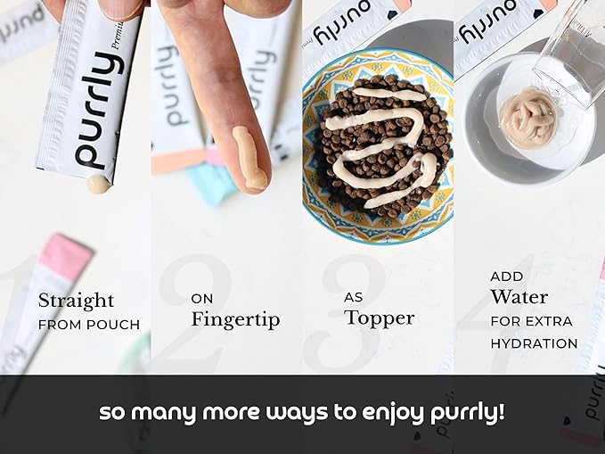 Purrly Squeezable Cat Treats Wet Healthy Interactive Hydrating Human-Grade Tuna & Salmon with Omega-3 & 6 for Skin & Coat (30 Count) Lickable Healthy Creamy Puree
