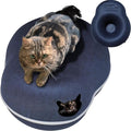 Cat Tunnel Bed for Indoor Cats, Medium Large, Donut Cave House up to 22 Lbs, Spacious for 2 Kittens (Dark Blue)