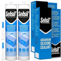 SELSIL Aquarium Silicone Sealant Clear, High Elasticity, Safe for Fish, 100% Solvent Free, 100% Non-Toxic, Fresh and Saltwater, 10.14 Fl oz. (300 ml) Transparent (2 Pack)