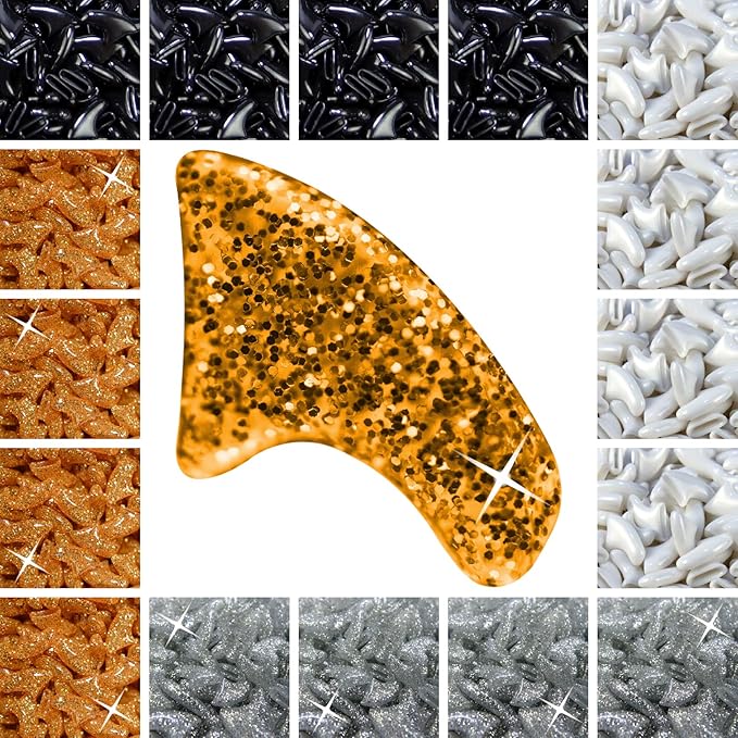 zetpo 80 pcs Cat Claw Covers | Cat Nail Caps | with Adhesives and Applicators (M, Black, White, Silver Glitter, 24k Gold Glitter)